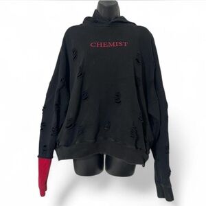 C2H4 Chemist Hoodie Distressed Black Red XS
